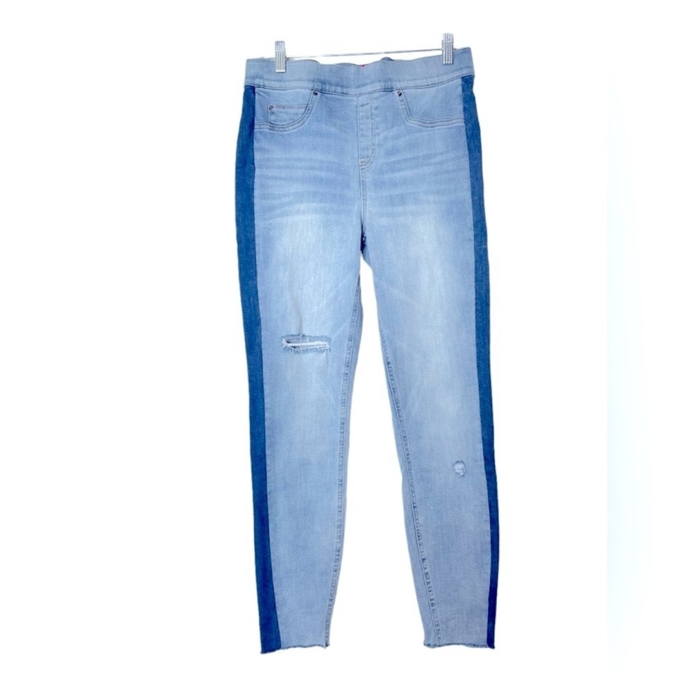 SPANX Jean-ish Pull On Jeans Leggings Distressed Skinny Jeggings Size L